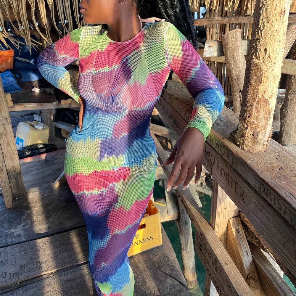 Sheer Madness Coverup-Multicolor Stroke